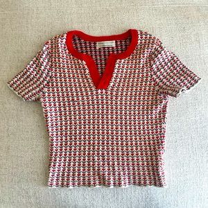 Urban Outfitters Vintage Crop Top Patterned V Neck